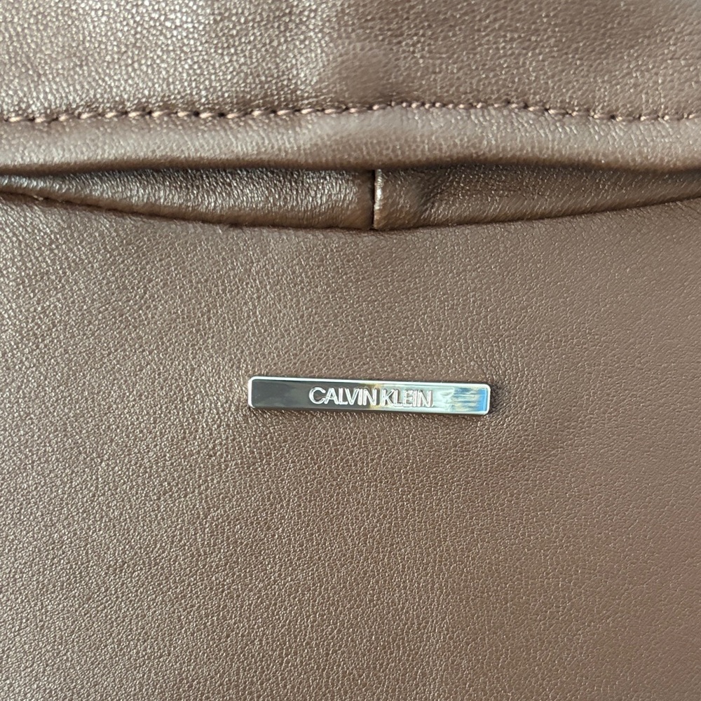 Calvin Klein Women's Tan Leather Jacket - Picture 4 of 4